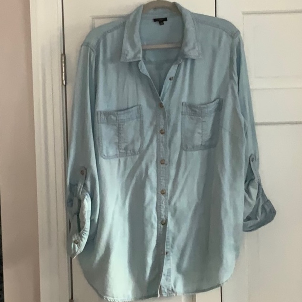 Talbots tenecel Chambray roll sleeve shirt 2X